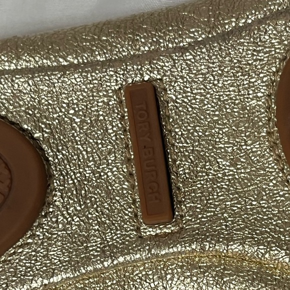 Tory Burch Reva Metallic Gold Logo Flats Size 8 - Picture 8 of 8